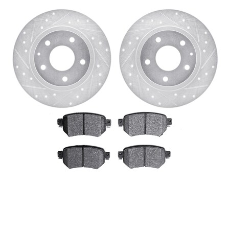 Dynamic Friction Co 7502-80040, Rotors-Drilled and Slotted-Silver with 5000 Advanced Brake Pads, Zinc Coated 7502-80040